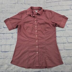 Chick-fil-A Oobe Shirt WOMEN M Red Micro-Check Short Sleeve Button Down Uniform